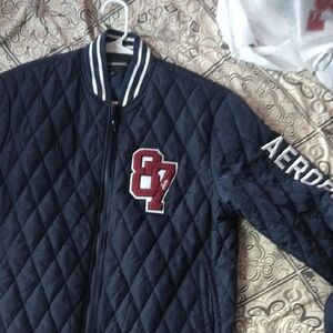 Aeropostale Navy Quilted Bomber Jacket